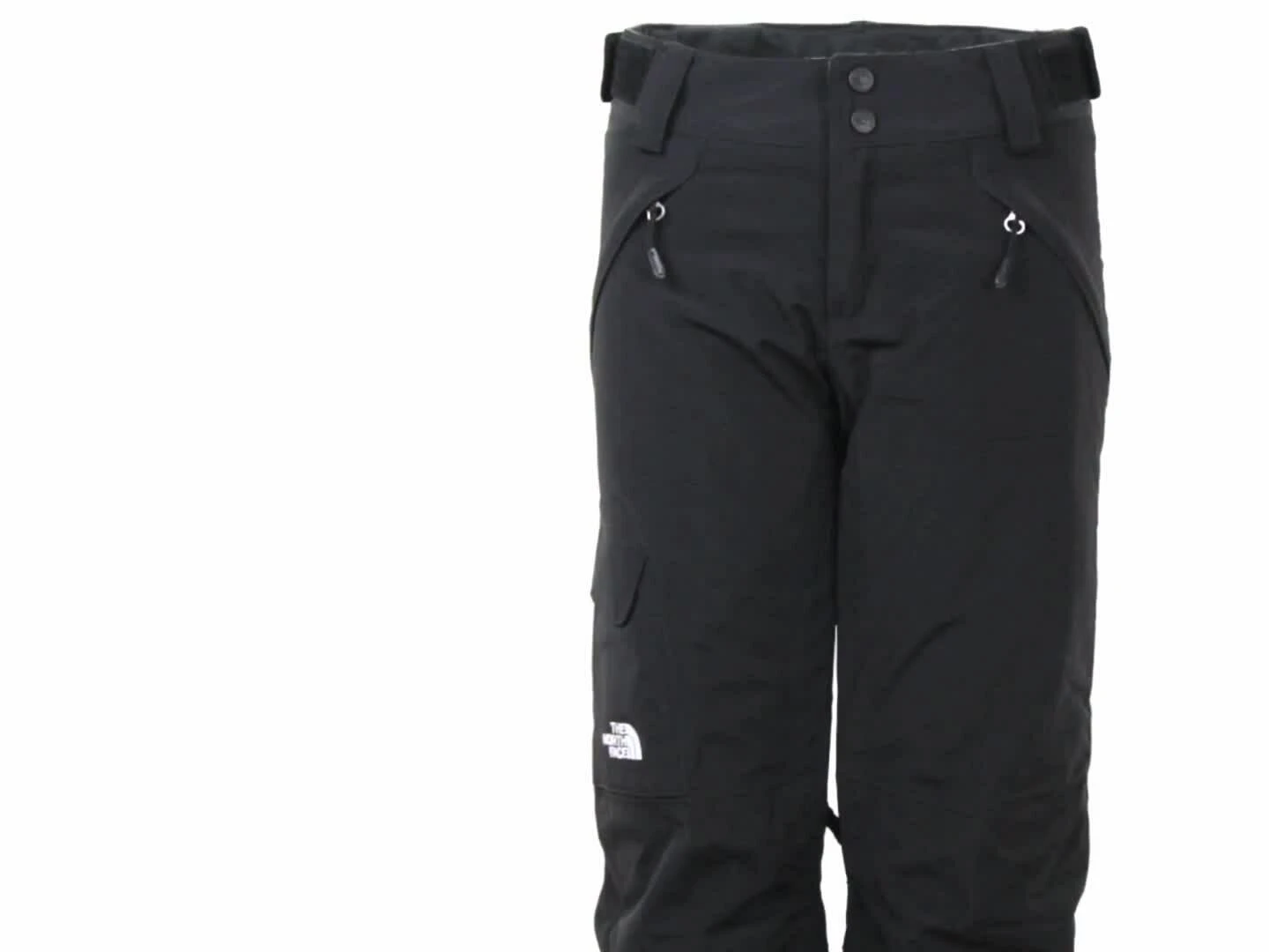 Close-up shot of the North Face Freedom ski pants showcasing the low-rise boot cut.