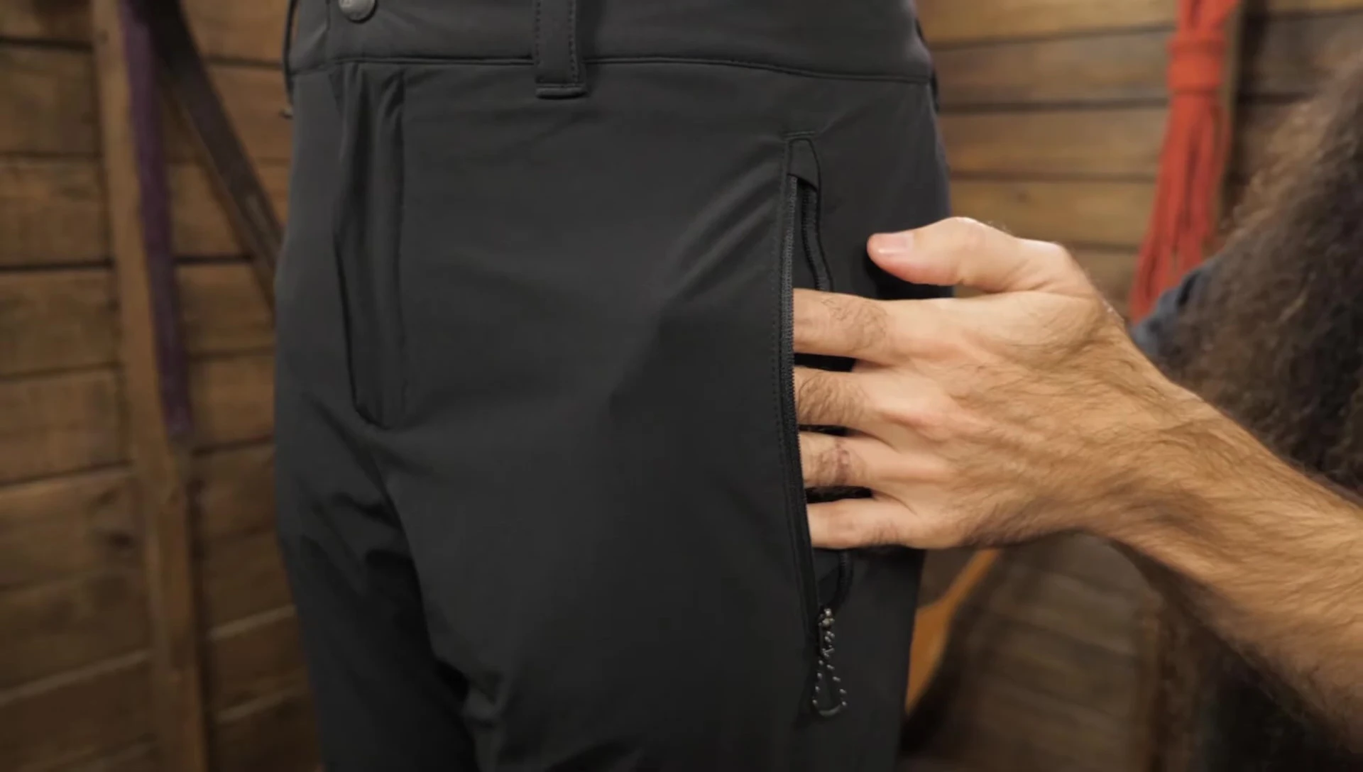 Close-up displaying the integrated ankle gaiters