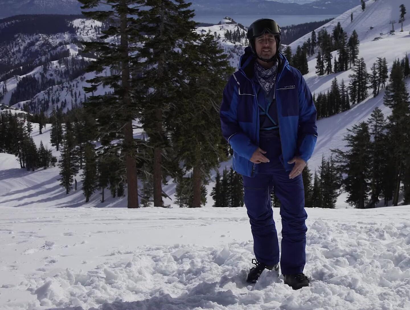 The reviewer showing the fit of the pants