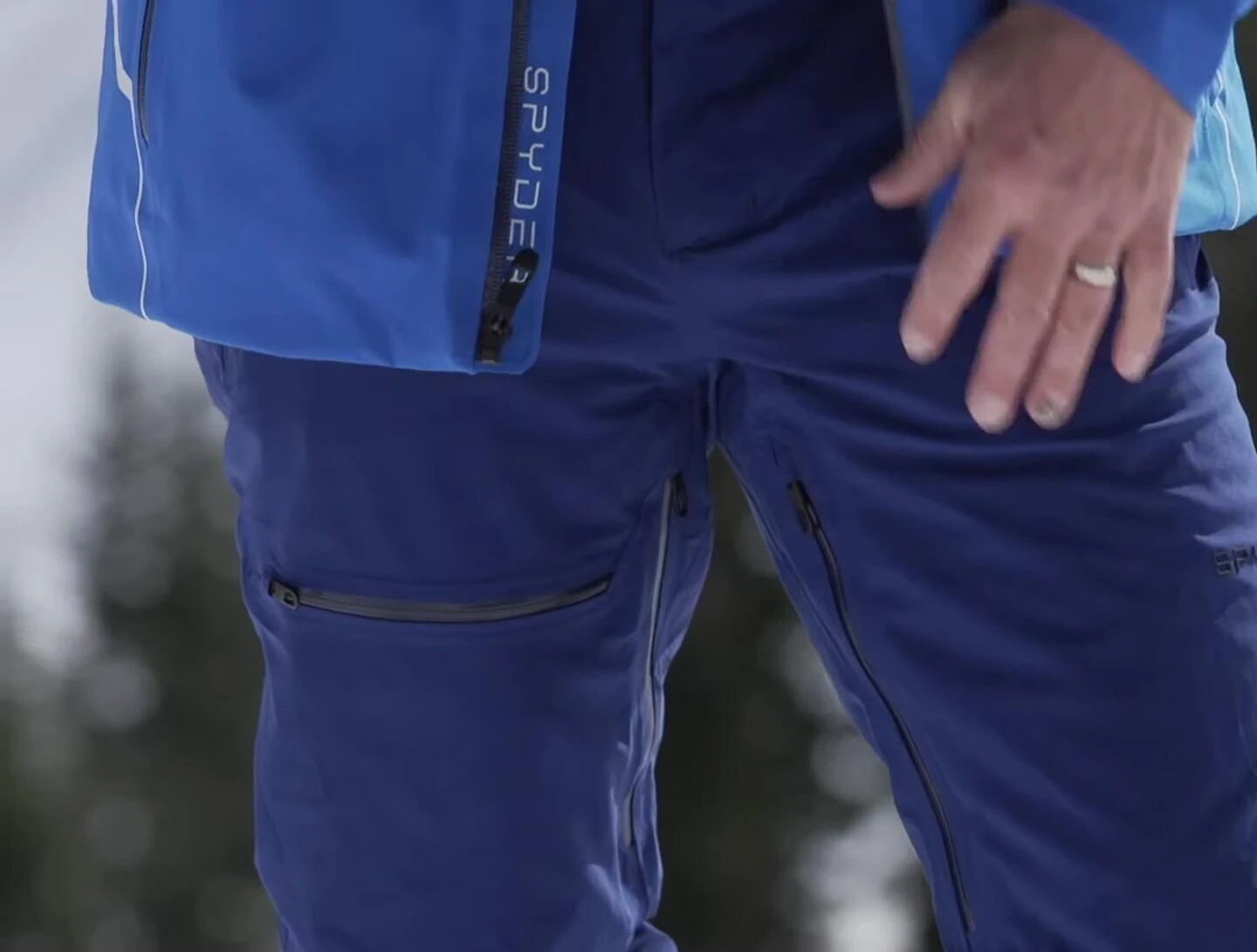 The reviewer demonstrating the pant's movement