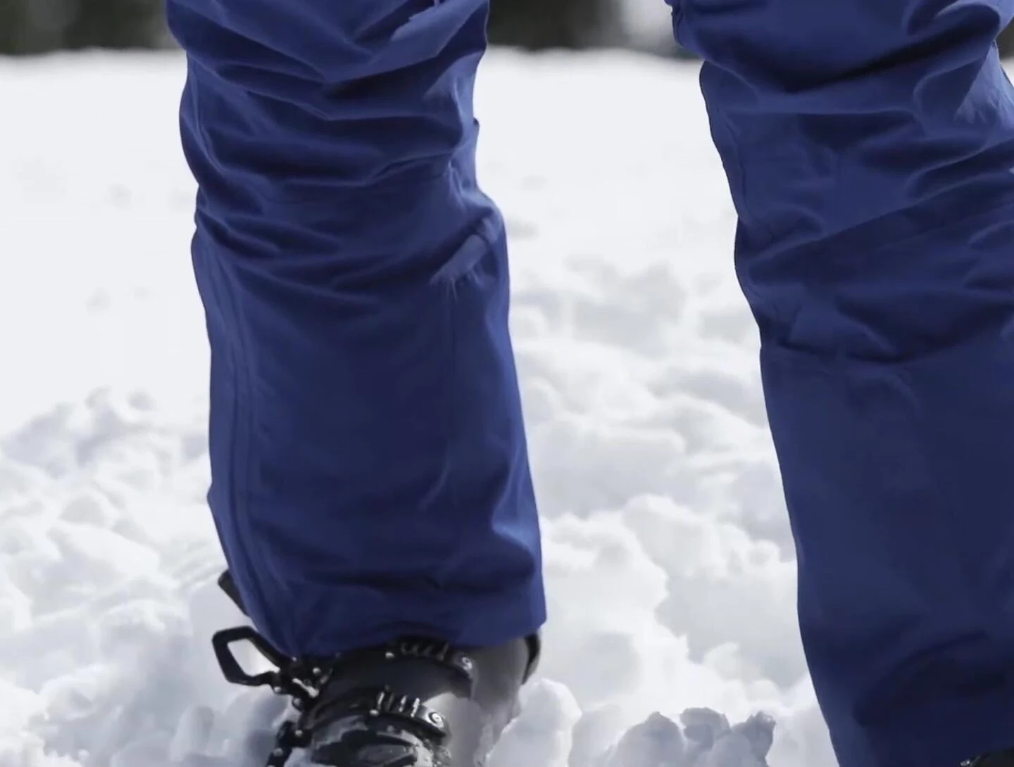 The reviewer skiing in the Spyder Dare pants