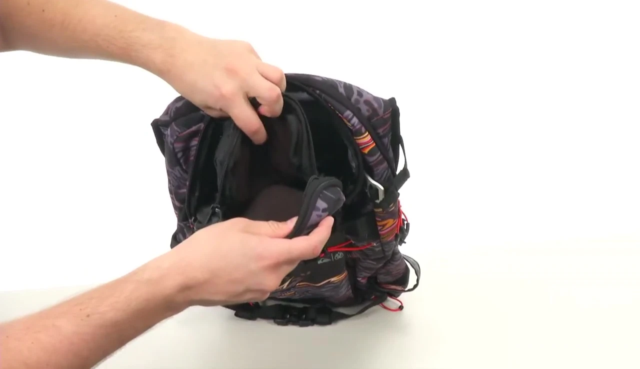 Close-up of the soft interior lining of the backpack