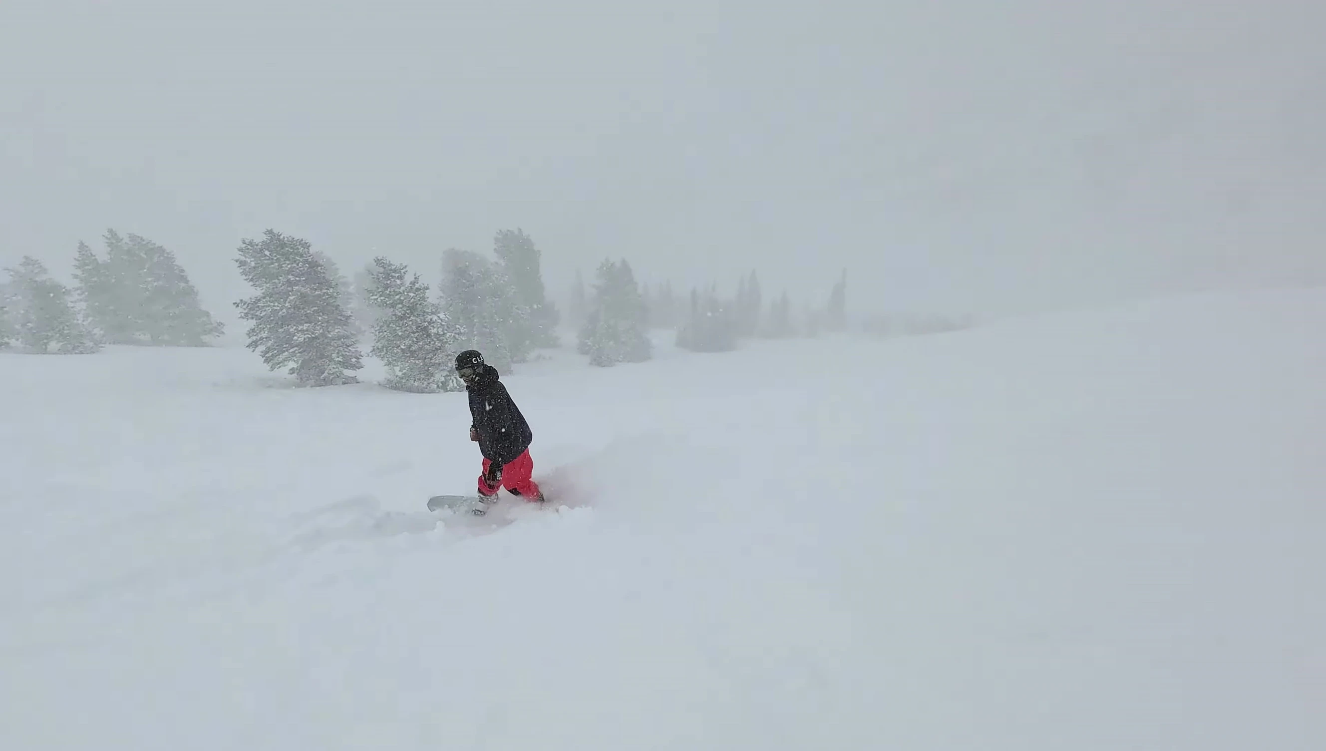The yellow lens in action at Powder Mountain on a cloudy day