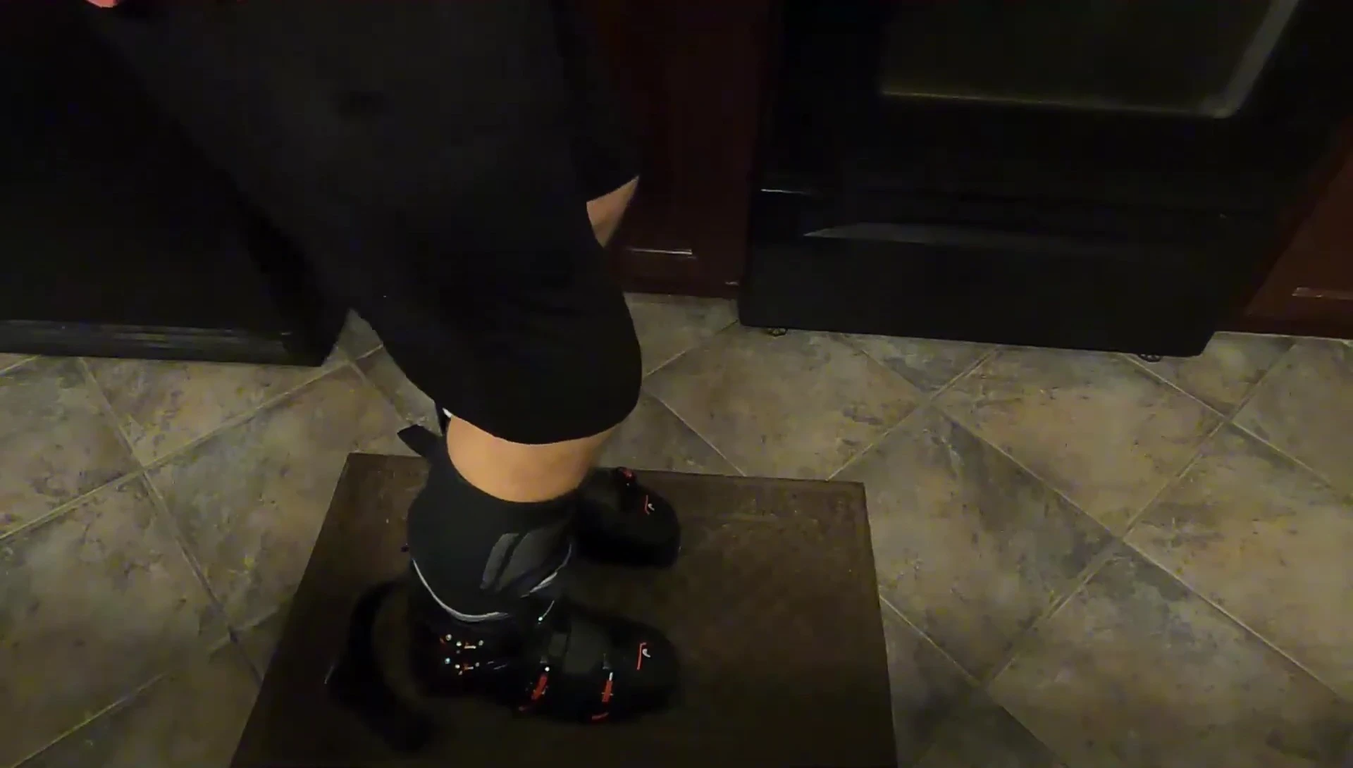 Happy skier with perfectly fitted ski boots