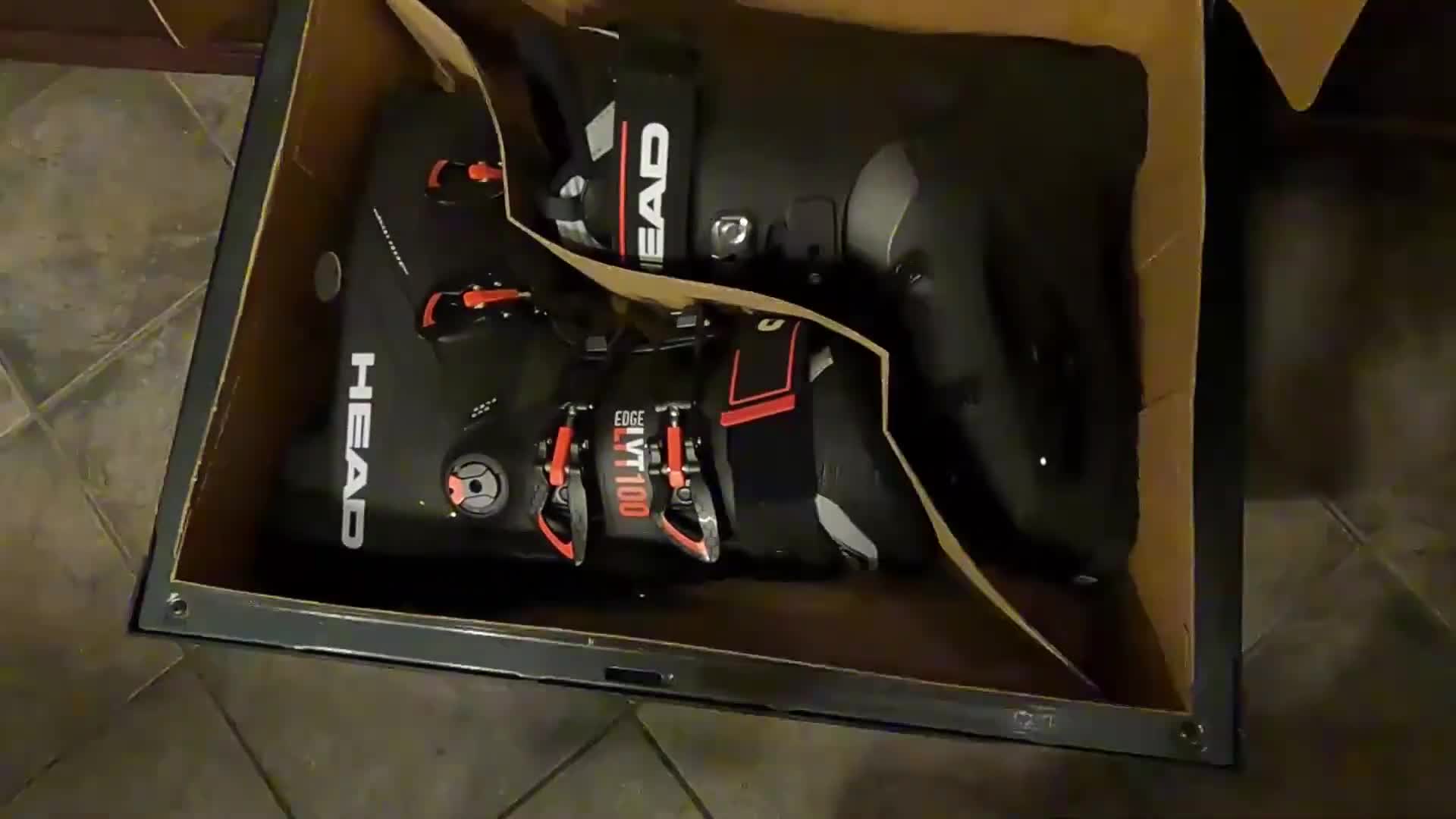 Placing ski boots in the oven