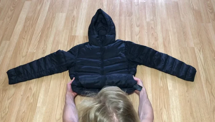 Fold the bottom in on itself to form a cuff (3-4 inches tall). Ensure it's even on the front and back.