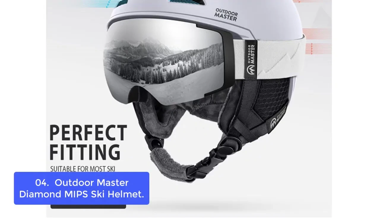 Close-up of the Outdoor Master Diamond MIPS helmet's goggle strap retainer.
