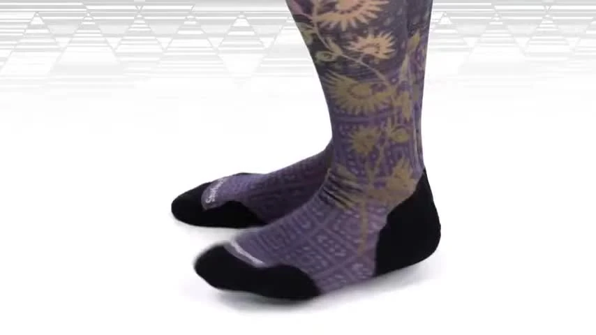 Close-up of Smartwool compression socks highlighting breathability