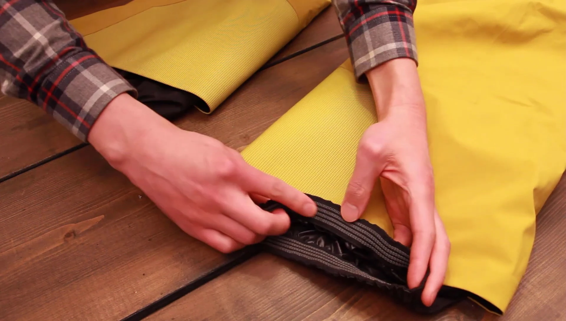 Close-up of the elastic gripper material inside the cuffs.