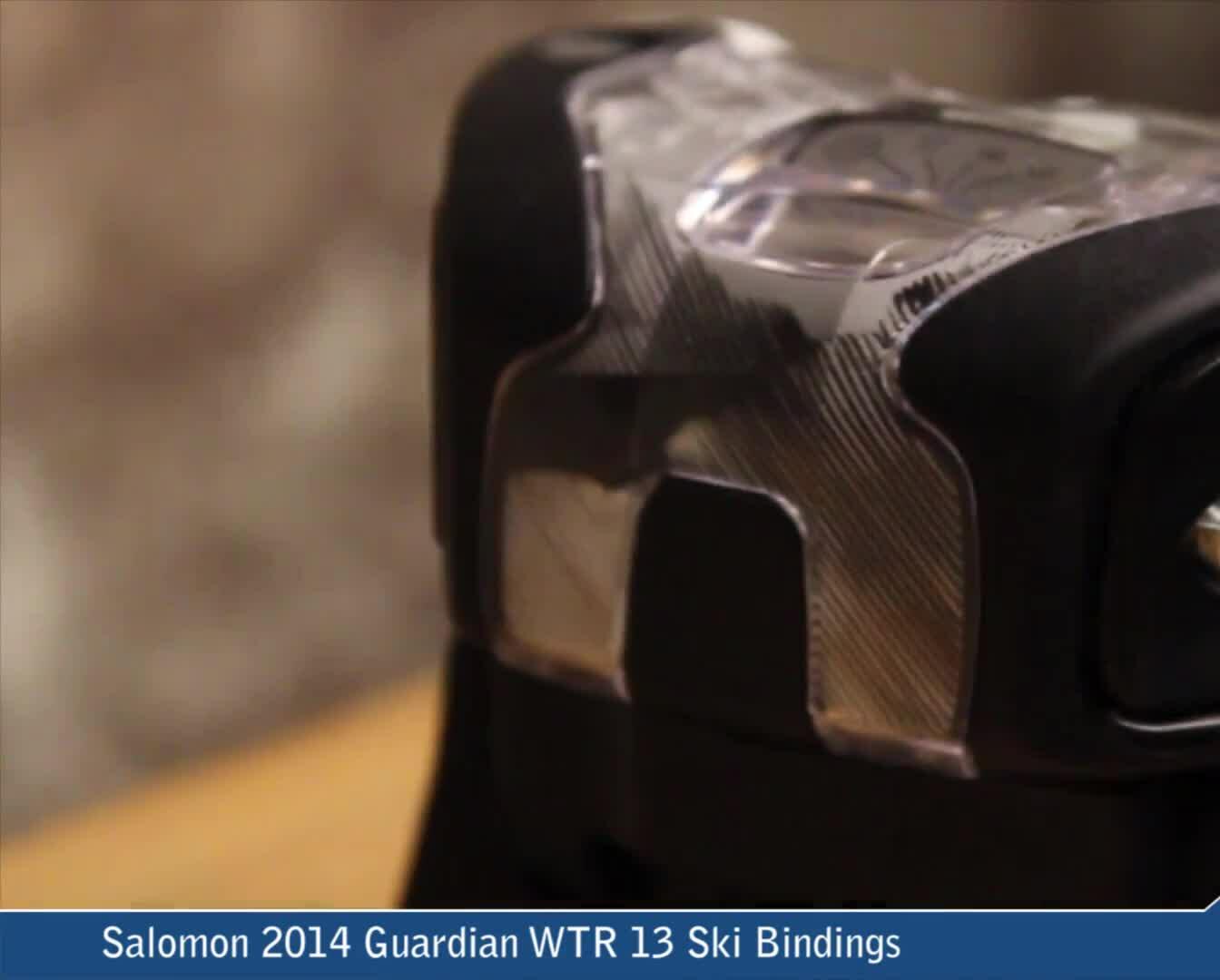 Close-up shot of the Salomon Guardian WTR 13 binding showcasing its adjustability mechanism.