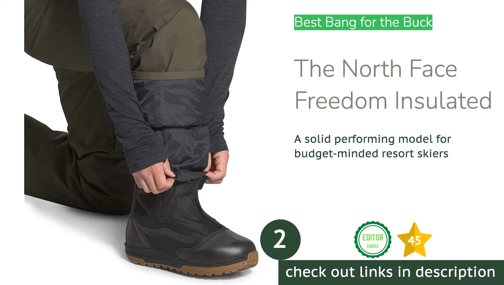 A model wearing the North Face Freedom Insulated Pant