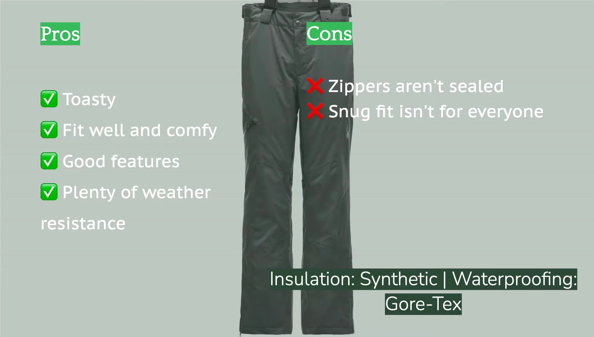 Close up shot of the Spider-Dare GTX Pant material and fit