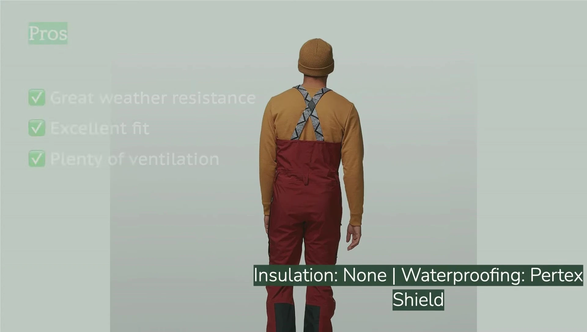 Model wearing the Outdoor Research Carbide Bib, demonstrating movement