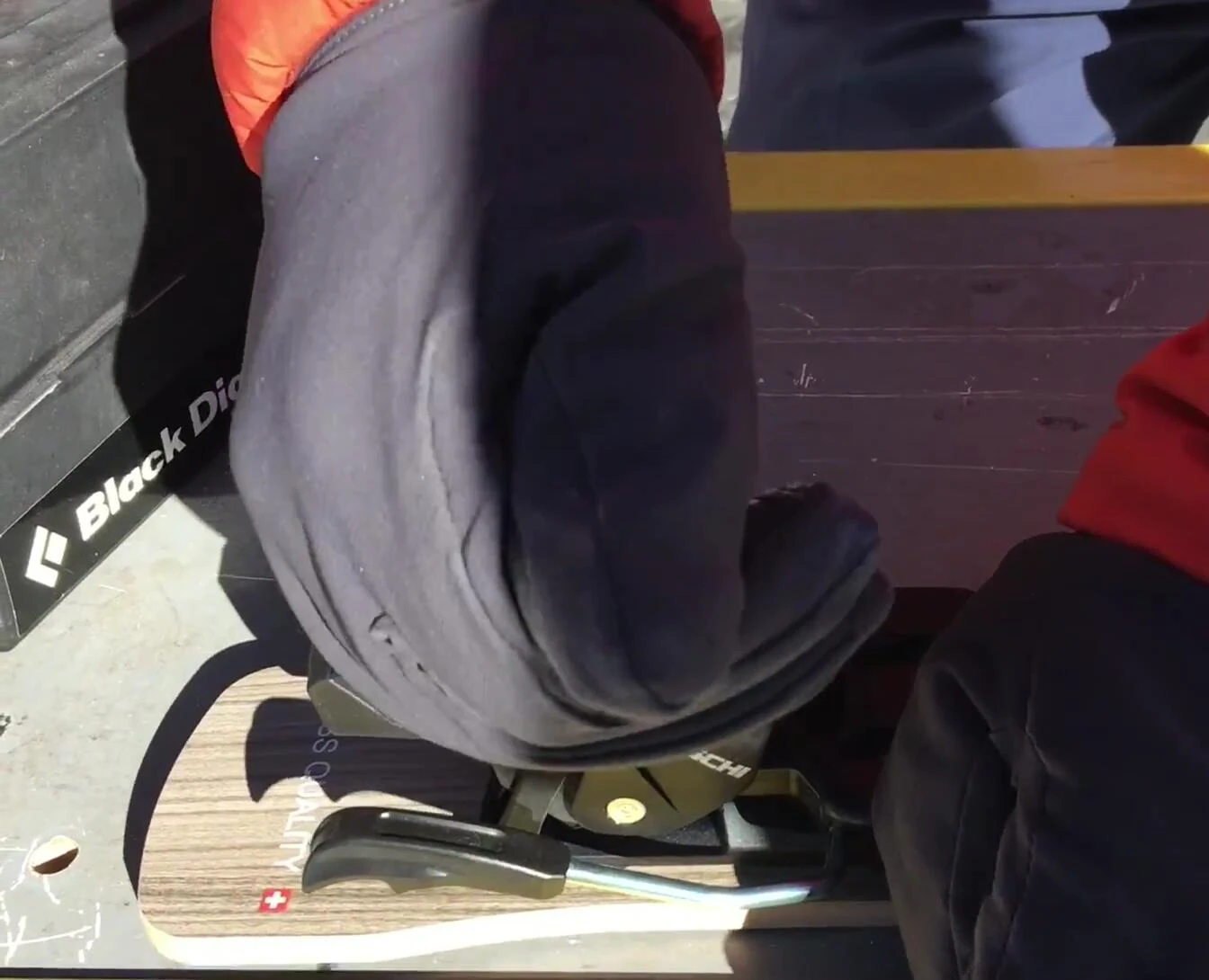 Close-up showing the heel levers and adjustable heel lifters.