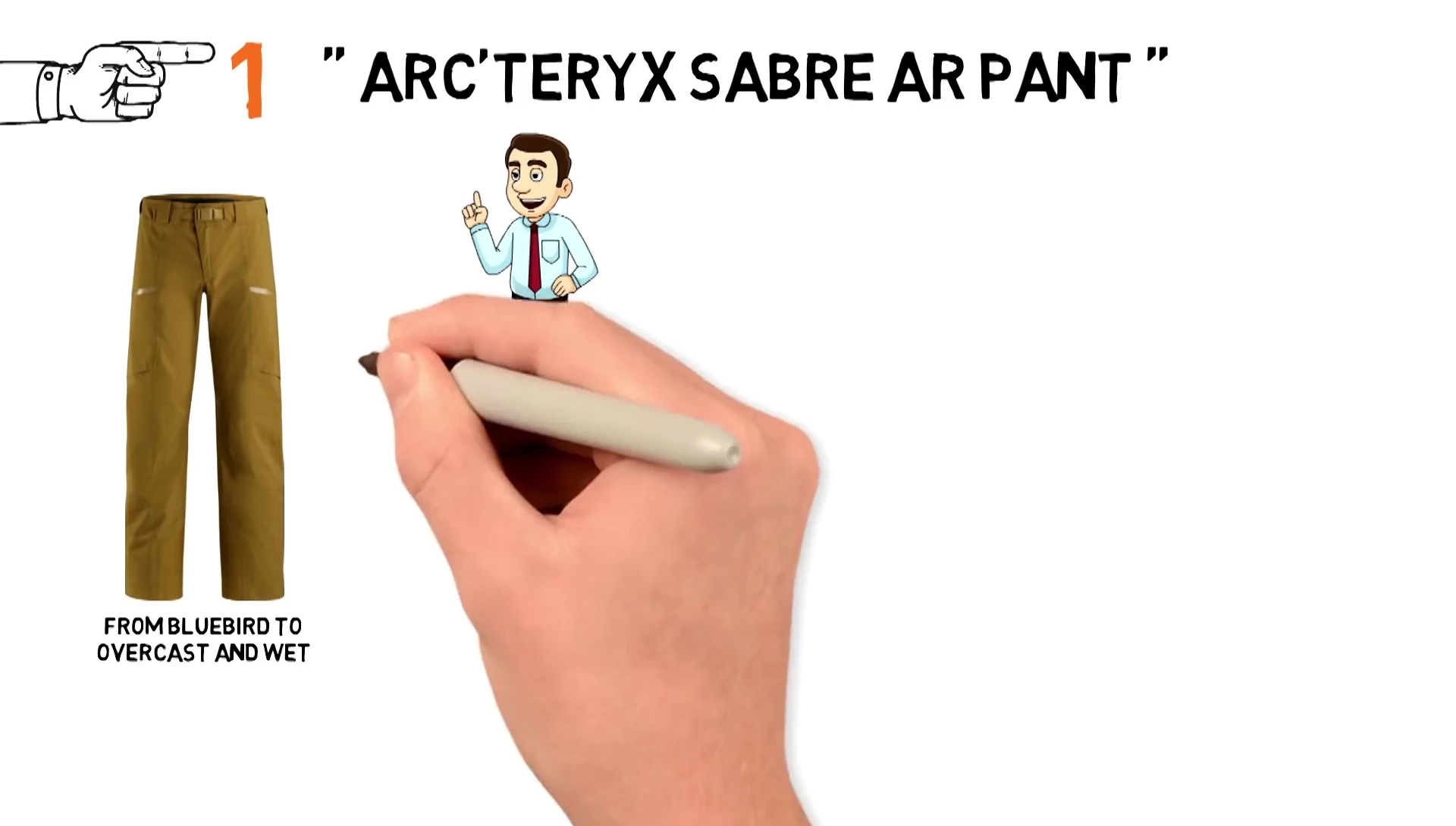 Model showcasing the Arc'teryx Sabre AR pants in action