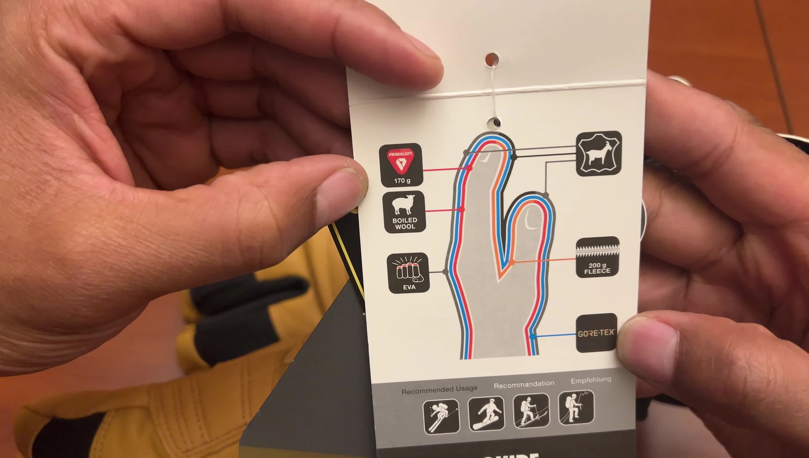 Diagram illustrating the three-layer construction of the glove.