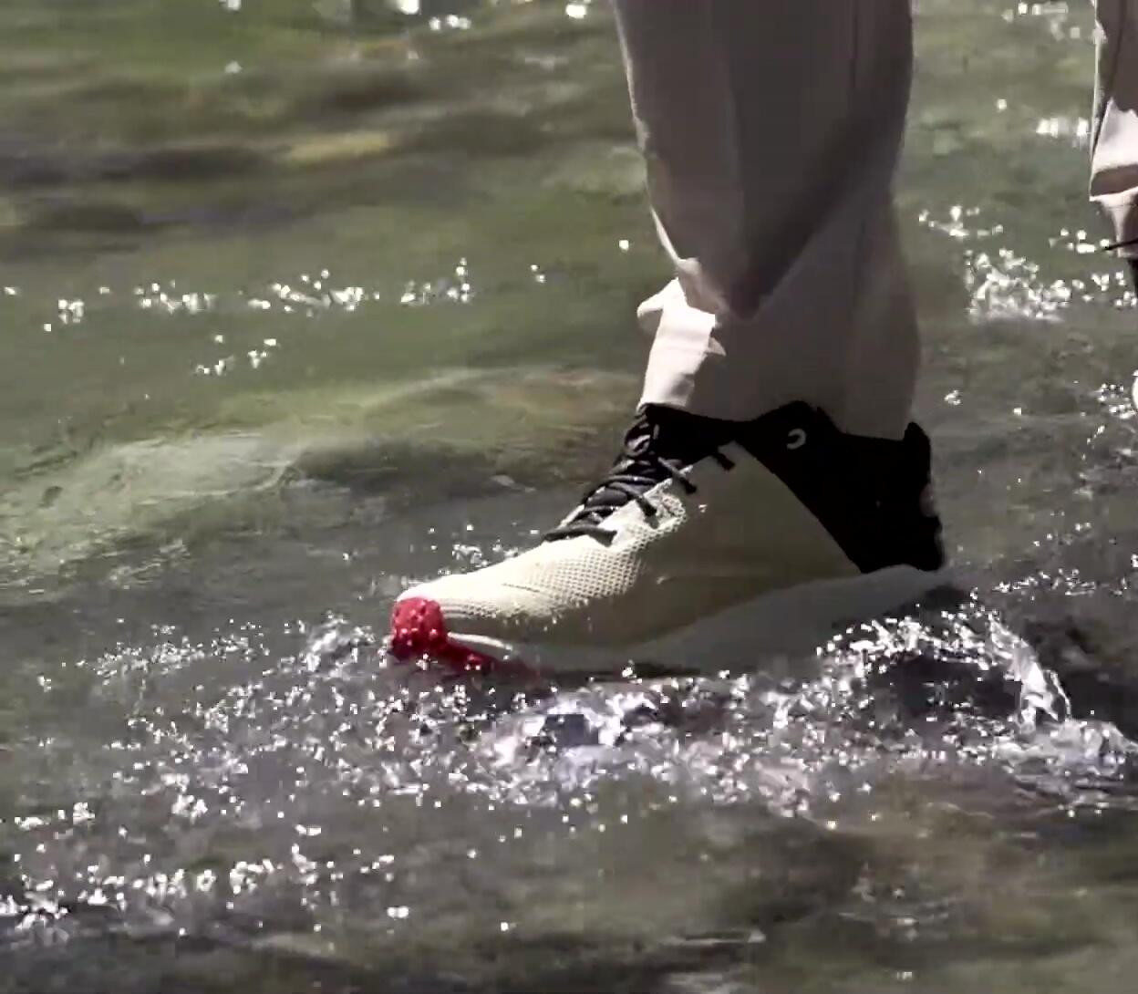 Shot of Jonny Moseley hiking, showcasing the socks in action.