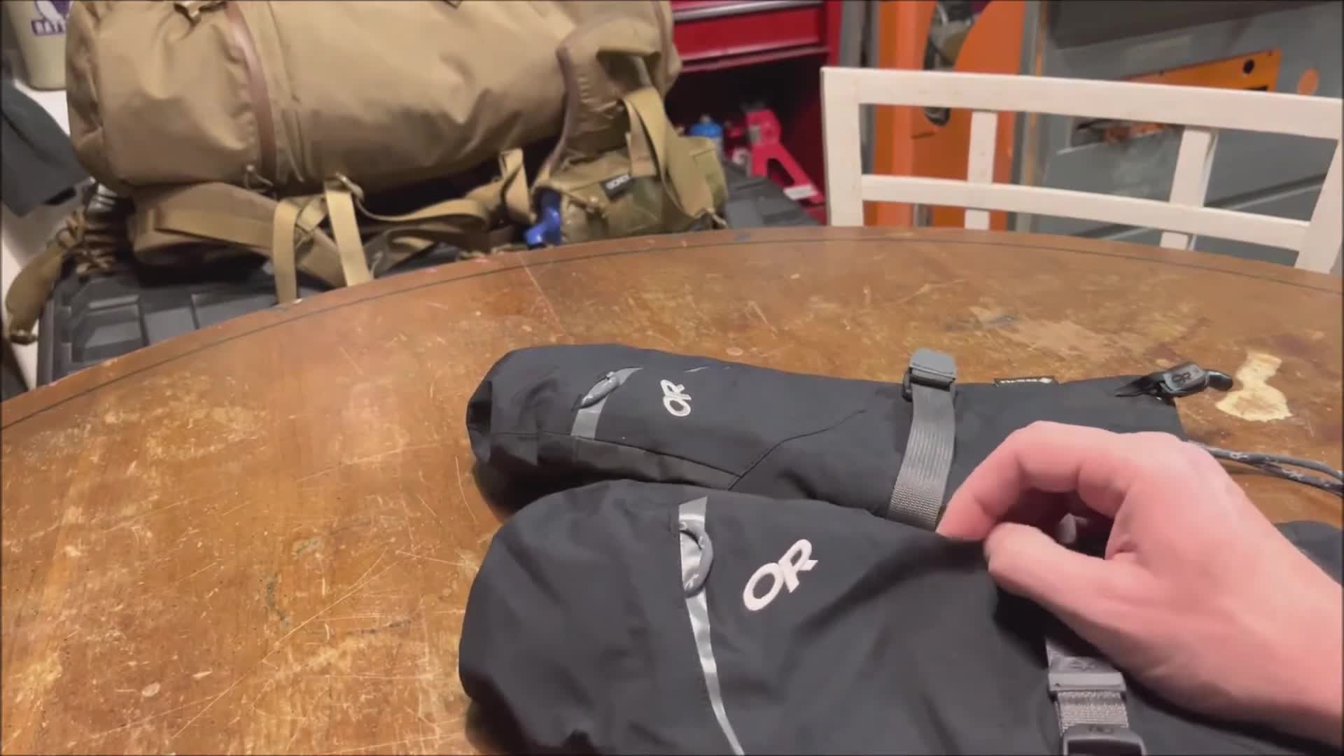 Detailed view of the outer shell fabric.