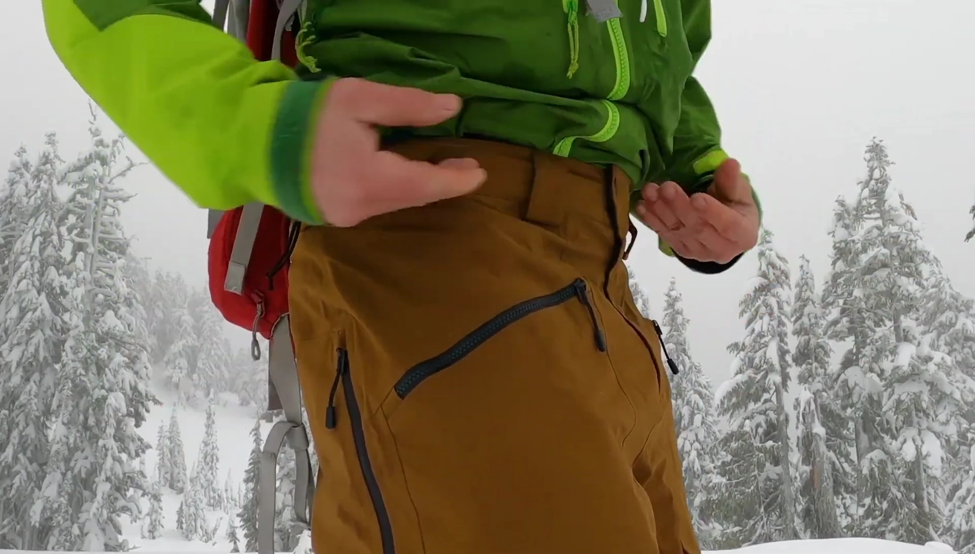 Person demonstrating the adjustable waist system.