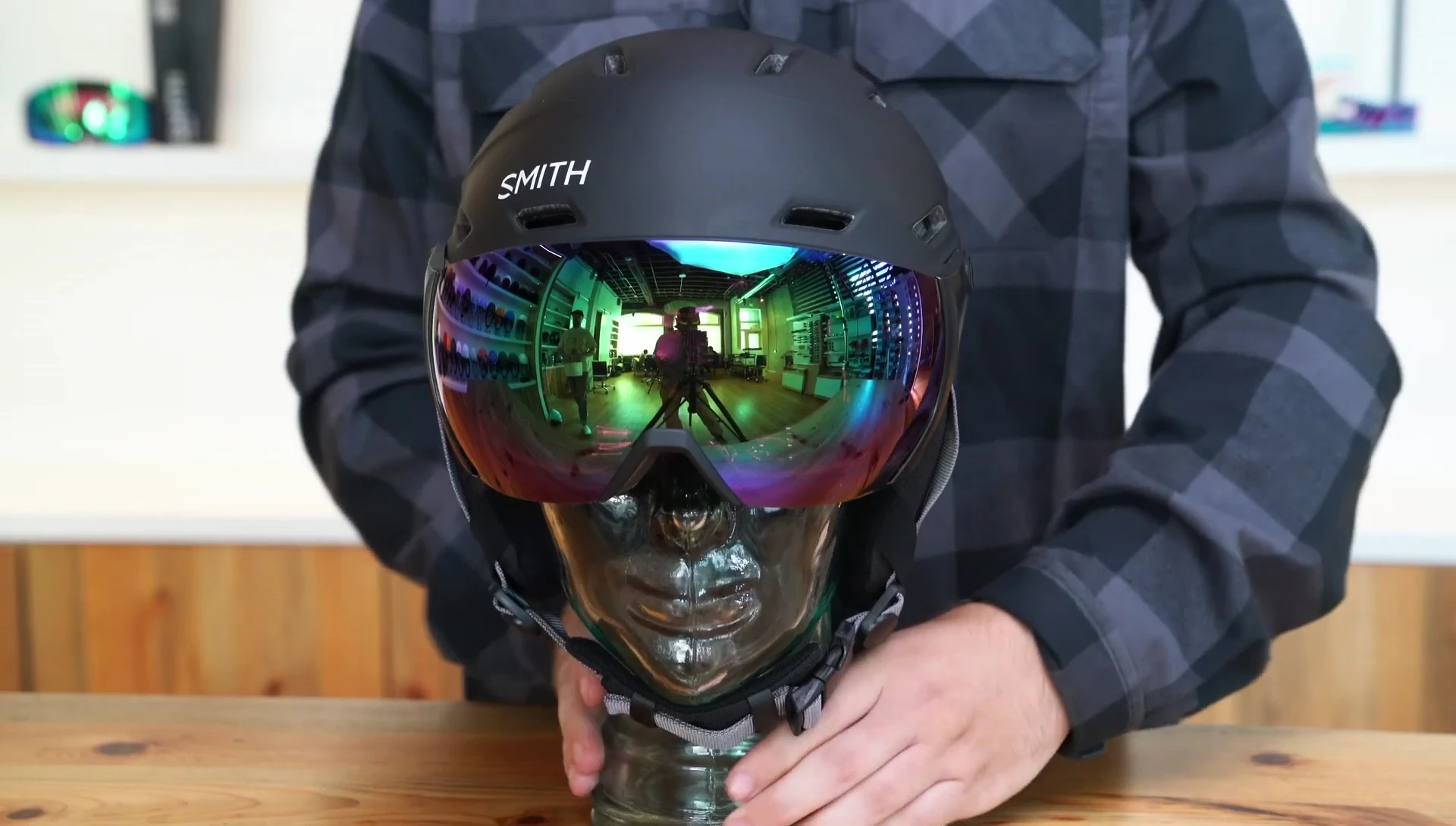Close-up showcasing the helmet's construction.