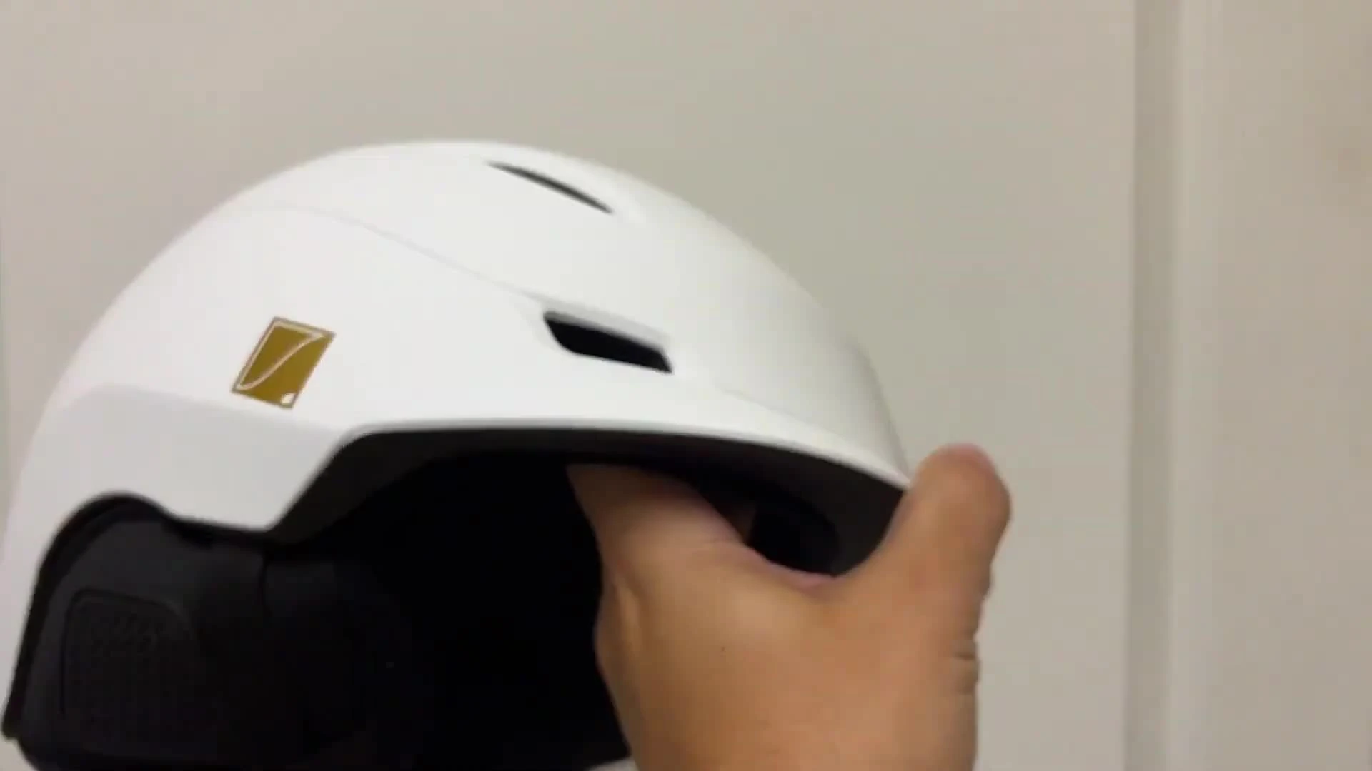 Close-up of the helmet size label indicating 'Large'.