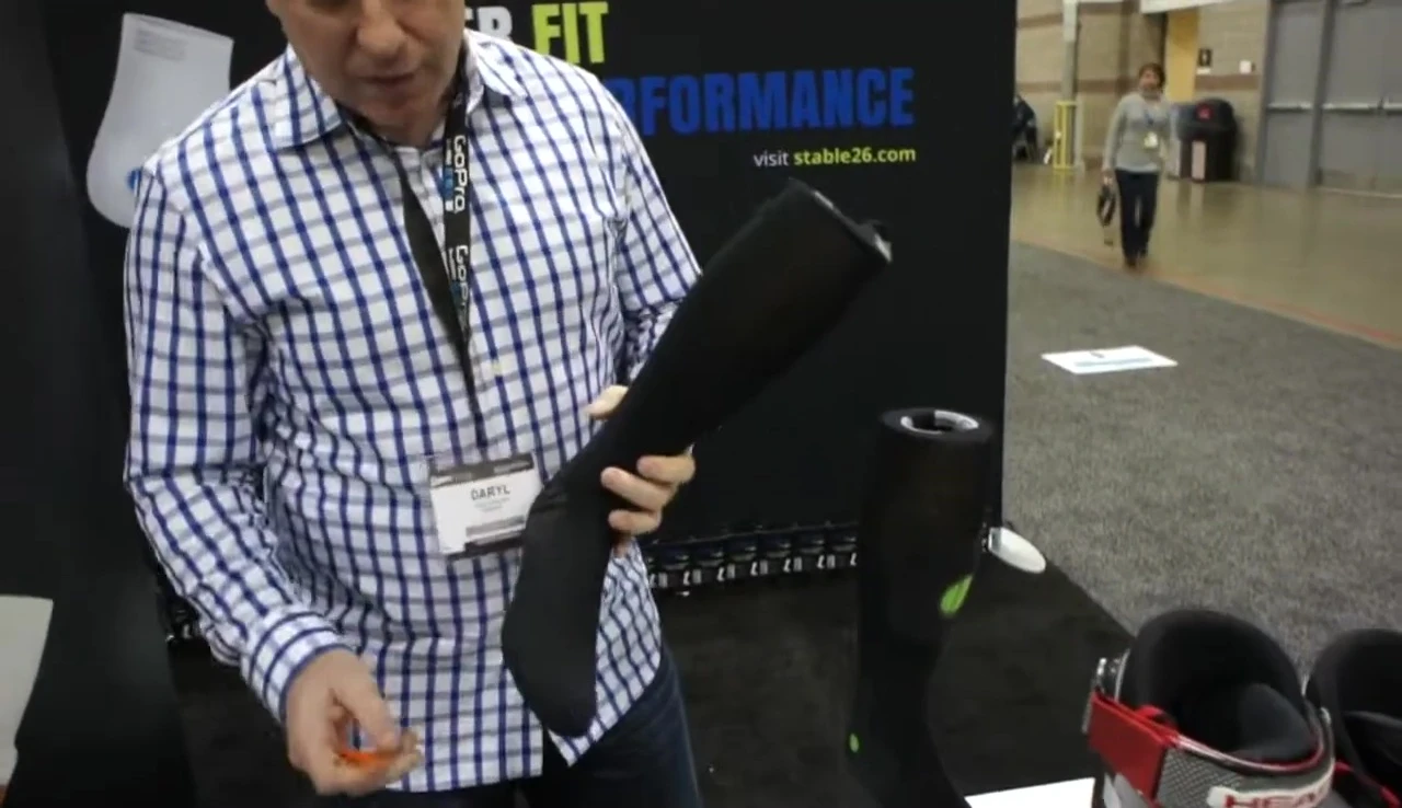 A close-up of the Ski Pro model, highlighting the placement of the heel stabilizer pads.