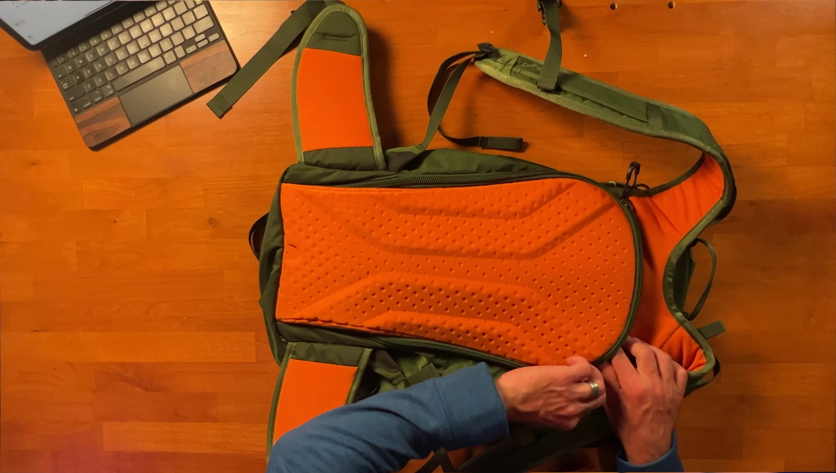 Interior view of the backpack's main compartment