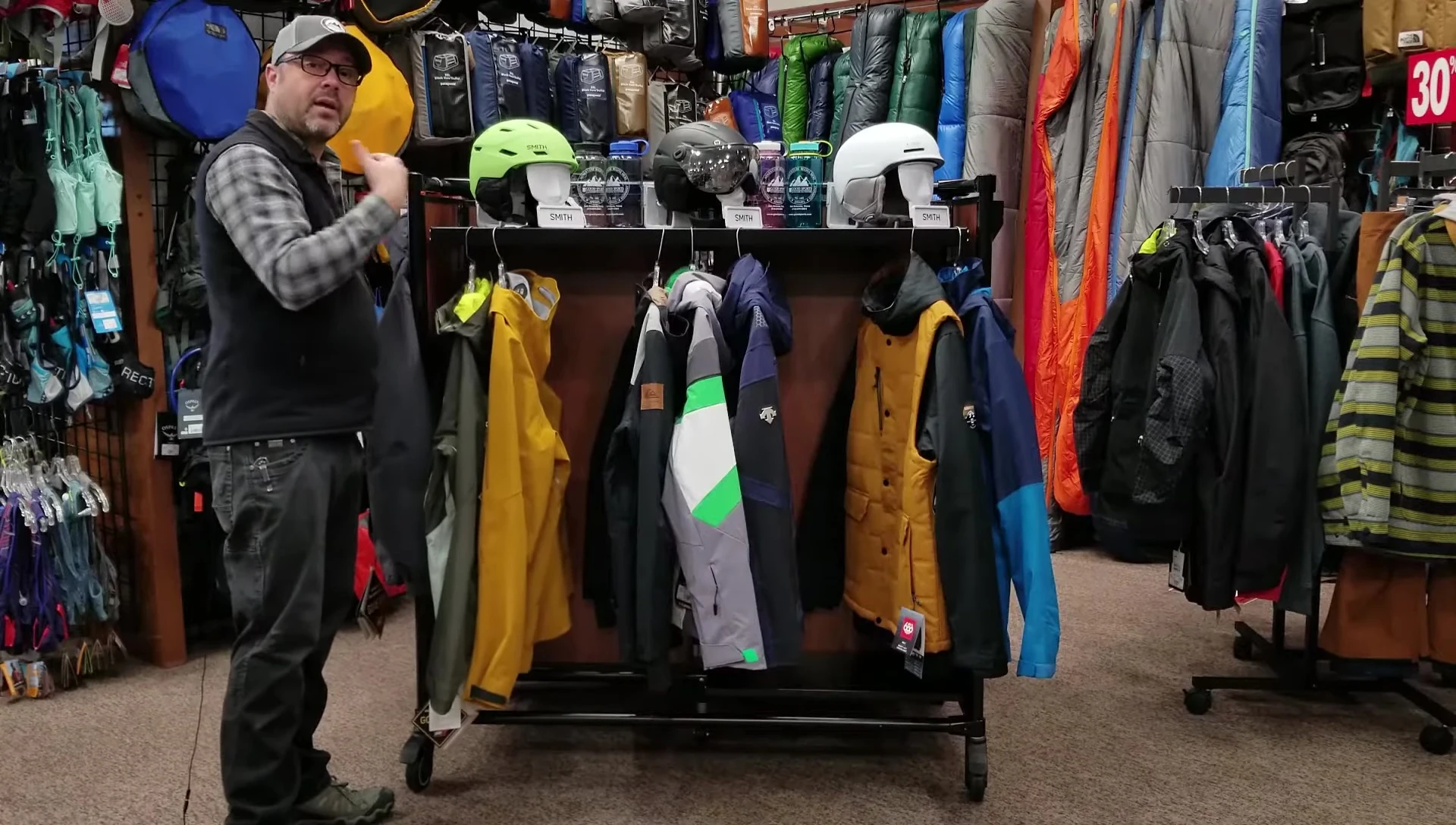 Speaker describing his preference for shell jackets.