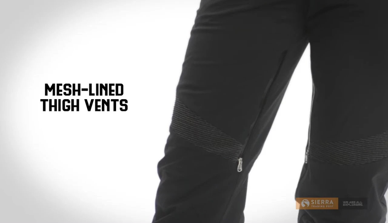 Close-up of the ankle zips and gaiters, highlighting their functionality.