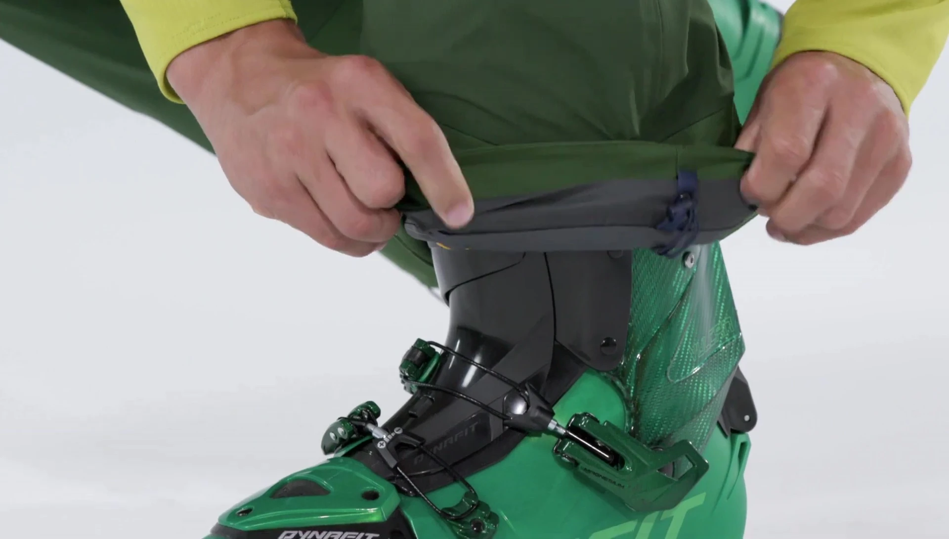 Image highlighting the scuff guards on the inside of the pant leg.