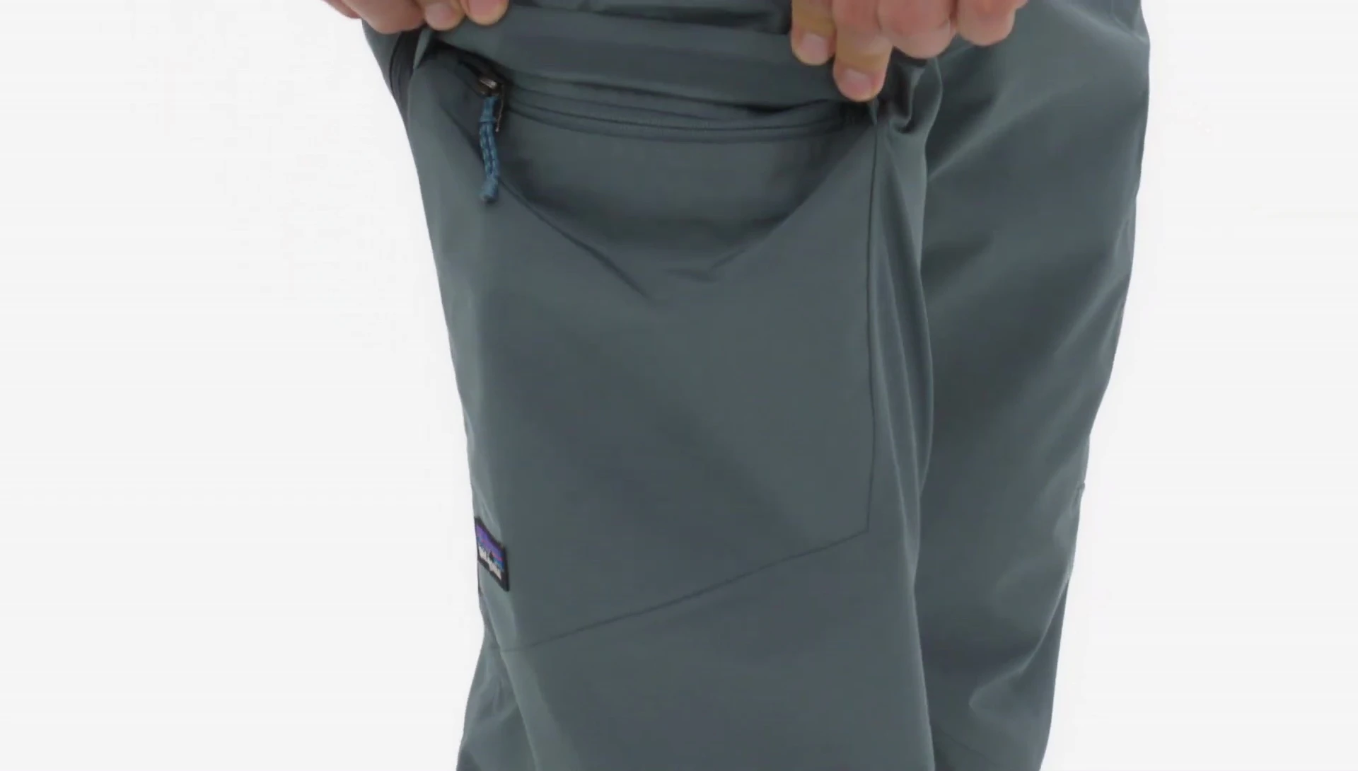 Close-up of the thigh vents with watertight zippers.
