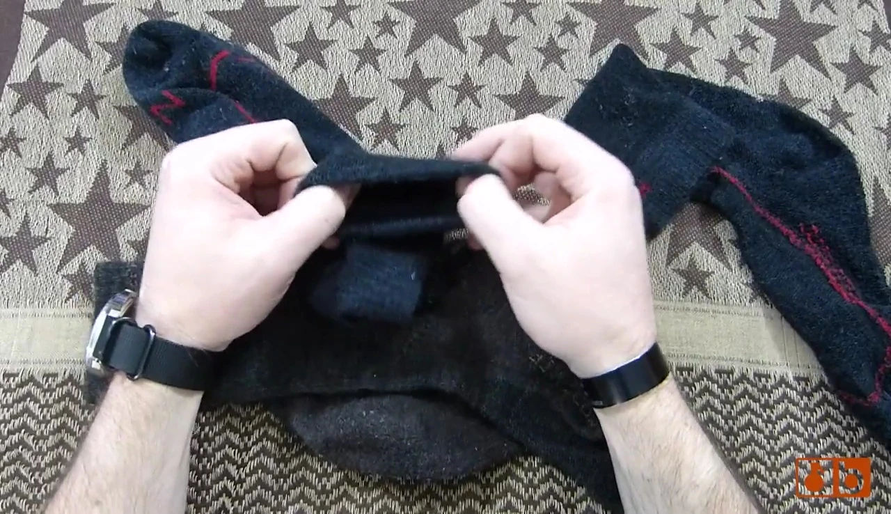 Focus on the elastic band of the sock