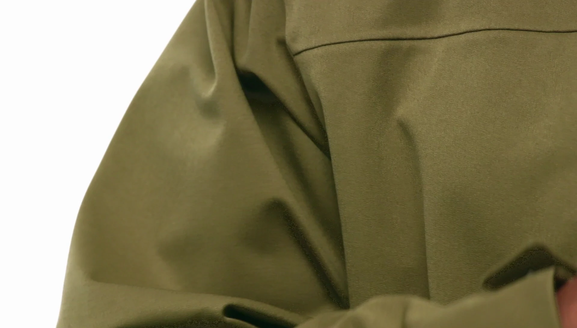 Close-up of the jacket's zipper and storm flap.