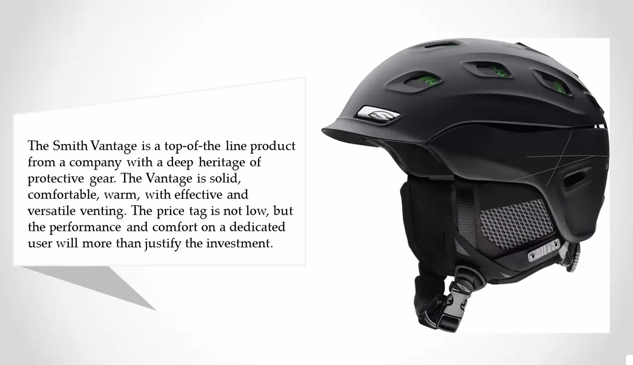 Person wearing the Smith Vantage helmet snowboarding