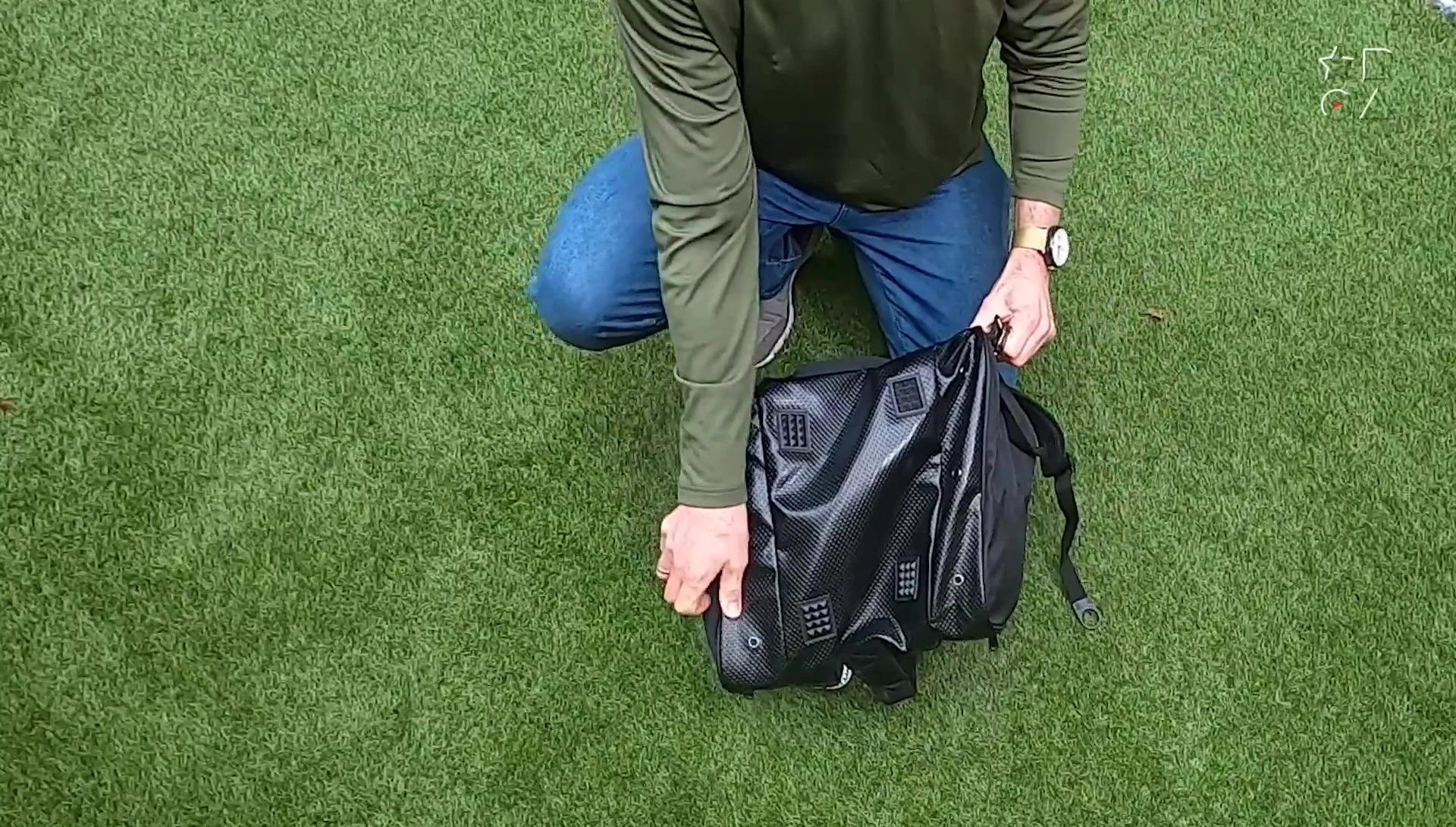 Close-up view of the waterproof bottom material.